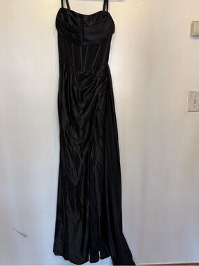 Elegant Black Satin Evening Gown